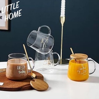 LITTLE HOME BAS แก้วน้ำ แก้วกาแฟ ลาย Awesome ใส่ได้ทั้งร้อนเย็นชงกาแฟ (A)