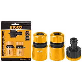 INGCO ชุดข้อต่อสายยาง 3 ชิ้นชุด รุ่น HHCS03122 ( Hose Quick Connectors ) ข้อต่อสวมสายยาง ข้อต่อเครื่องฉีดน้ำ