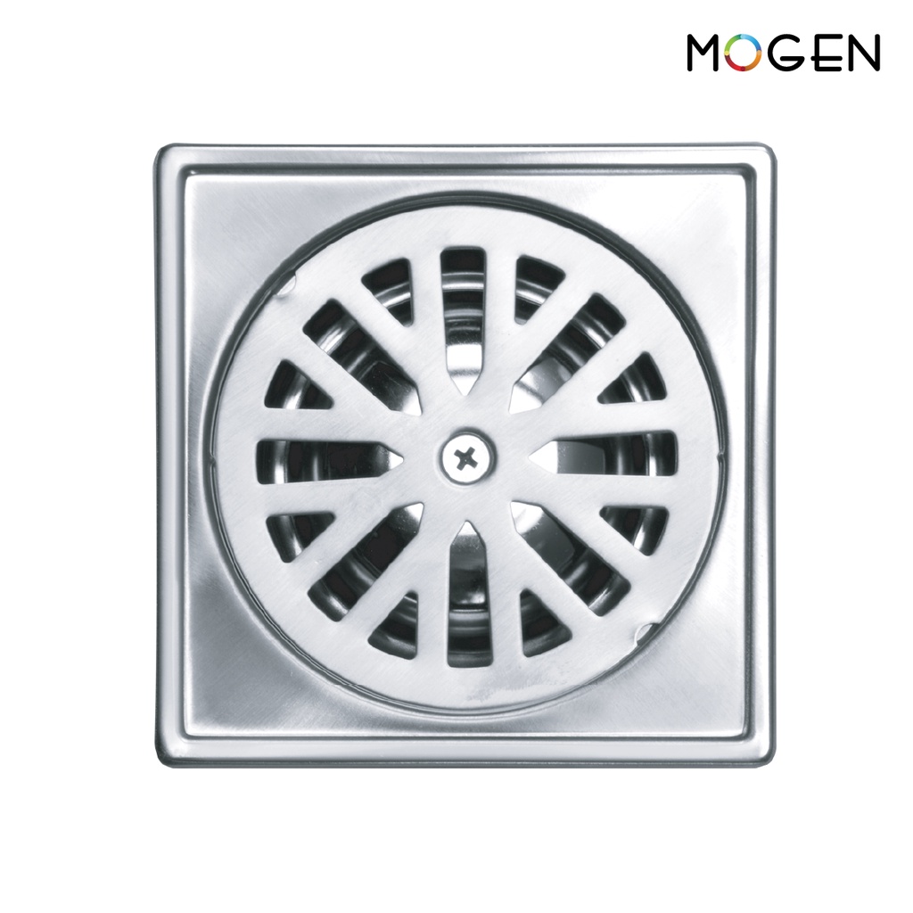 MOGEN FD001 FLOOR DRAIN ตะแกรงระบายน้ำสำหรับใช้ในห้องน้ำ กรอบสี่เหลี่ยม (แบบไม่มีท่อ) ขนาด 3.5 นิ้ว