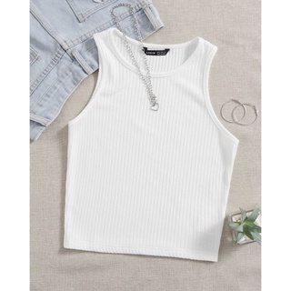 SHEIN [Ct.32] Solid Rib-Knit Tank Top