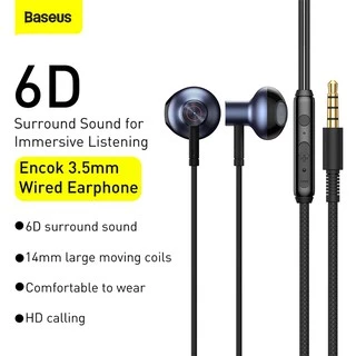 BASEUS Encok H19 หูฟังอินเอียร์มีสาย 3.5 มม. เสียงสเตอริโอเบสพร้อมไมโครโฟน