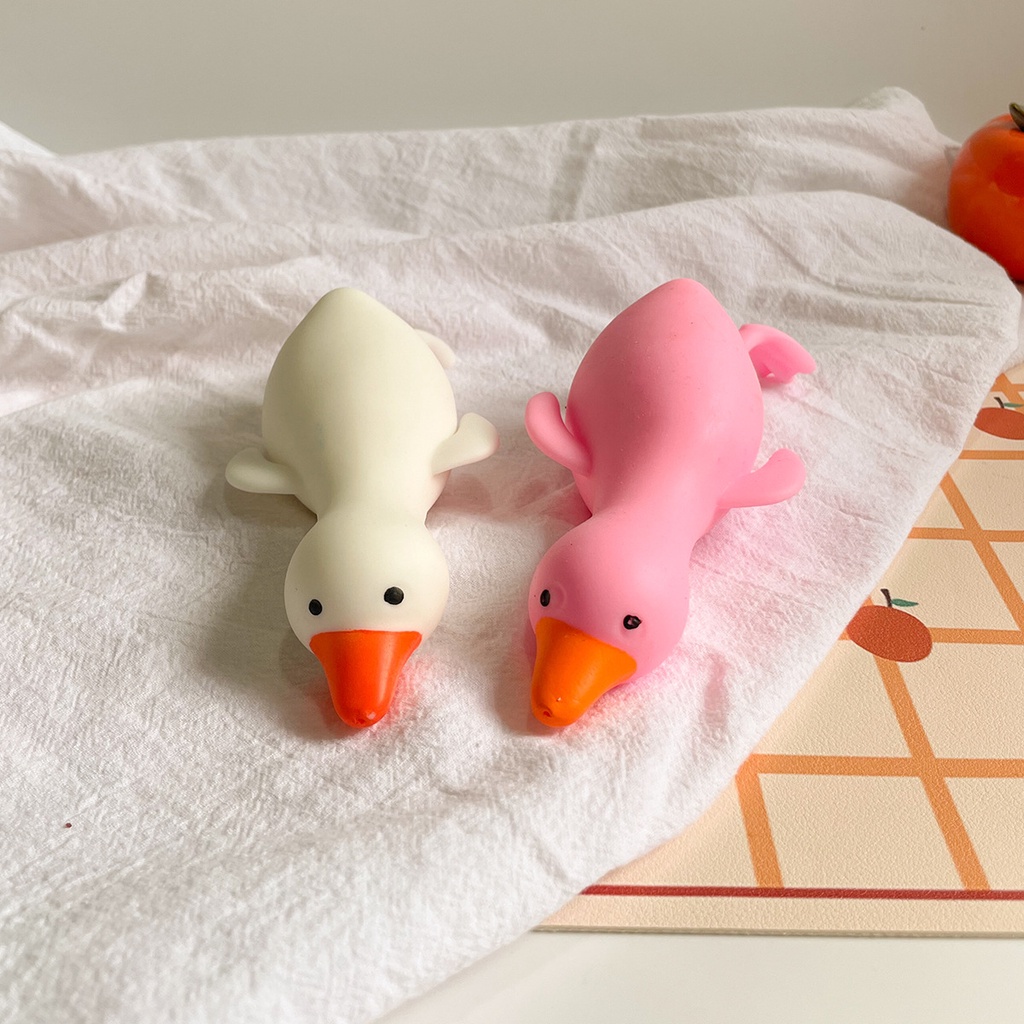 ของเล่นบีบ รูปเป็ดน่ารัก ขนาดใหญ่ สีขาว