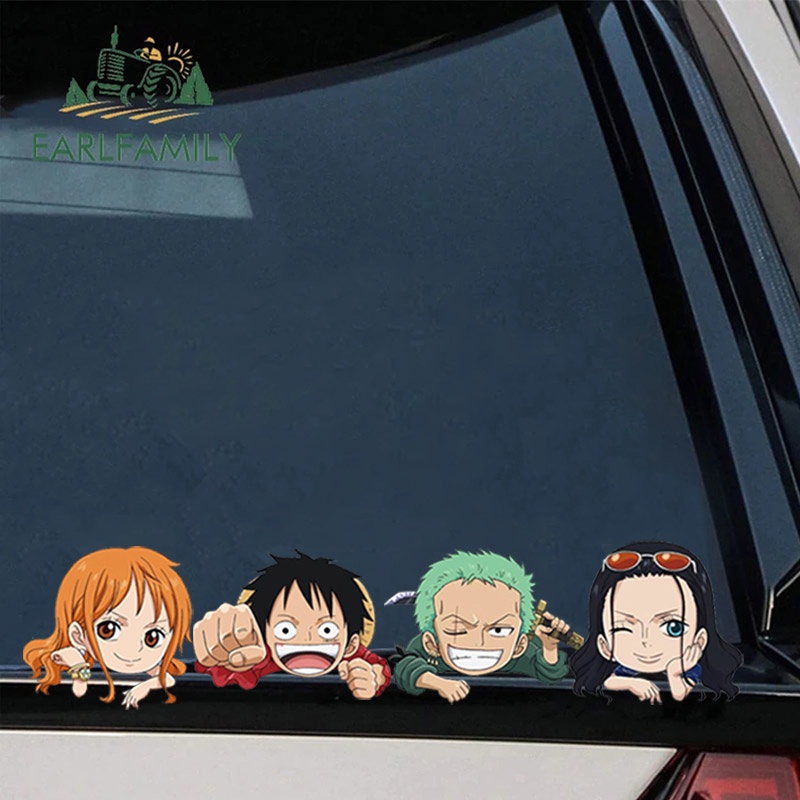 Earlfamily 13 ซม. ONE PIECE สติกเกอร์รถ Trunk อะนิเมะรถจักรยานยนต์รถอุปกรณ์เสริม Decal แล็ปท็อป Graffiti Caravan กระดานโต้คลื่น Decals