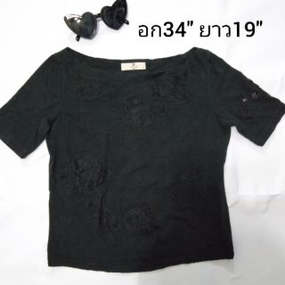 เสื้อสีดำ แขนสามส่วน แบรนด์ FERAUD