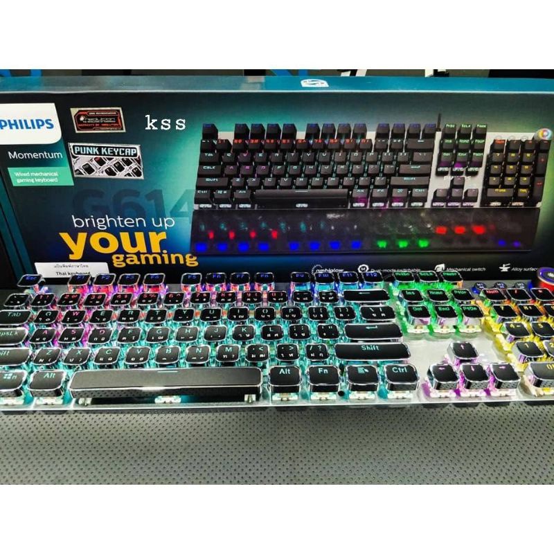 PHILIPS SPK8614 PUNK MECHANICAL KEYBOARD ปุ่ม Punk Keycab คีย์บอร์ดเกมมิ่ง แมคคานิคคอลบลูสวิทช์