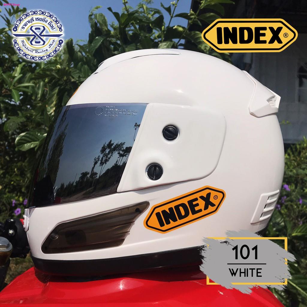 หมวกกันน็อค Index 101 สีพื้น ป้ายเหลือง รุ่นพิเศษ ชิลปรอทเข้ม