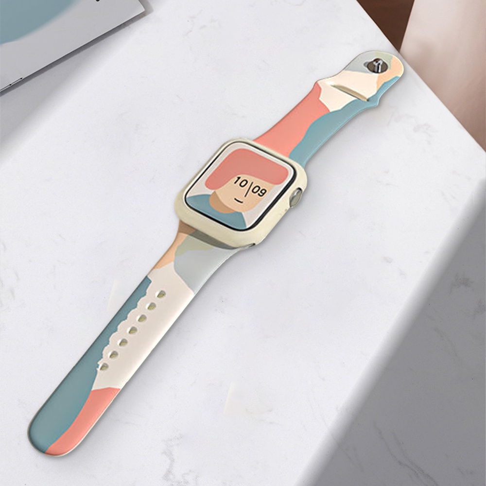 สายนาฬิกาข้อมือ Morandi สายซิลิโคนนิ่ม Smart watch 7 6 5 4 3 2 1 SE สายนาฬิกา