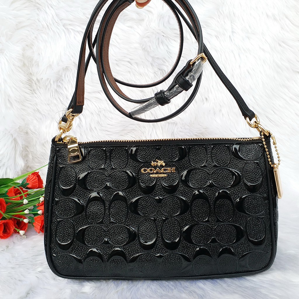 New Coach Messico Top Handle Pouch Debossed Patent Leather#F56518 ...