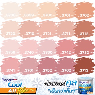 Beger สีชมพูพีช คูลออลพลัส กึ่งเงา 1L สีทาบ้าน สีบ้านเย็น สีเบเยอร์ เกรด 10ปี เกรด 10 ปี เช็ดล้างทำความสะอาดได้