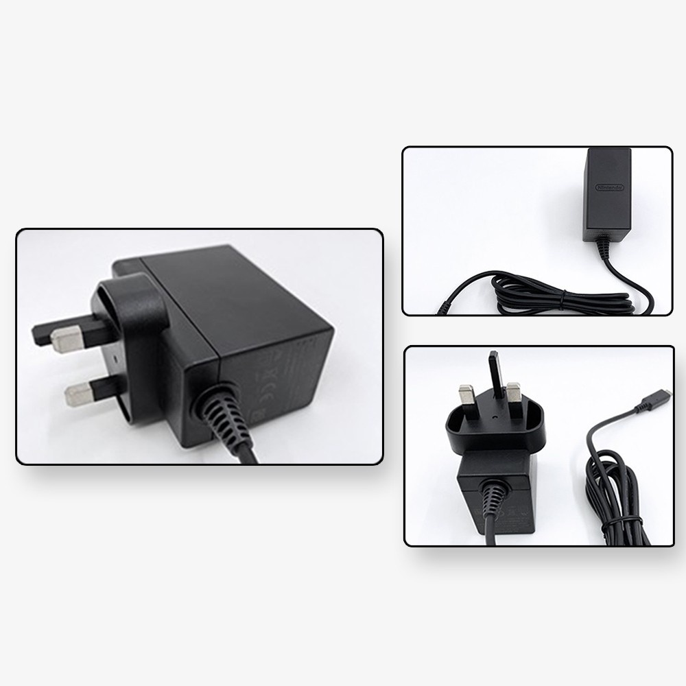 Nintendo SWITCH V1 V2 สวิตช์ LITE SWITCH OLED AC อะแดปเตอร์ชาร์จ ปลั๊ก UK ชาร์จเร็ว [ของแท้ [