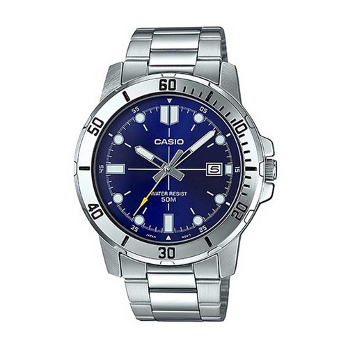 Casio นาฬิกาข้อมือผู้ชาย สายสแตนเลส สีน้ำเงิน รุ่น MTP-VD01D-2EVUDF, MTP-VD01D-2E, MTP-VD01D