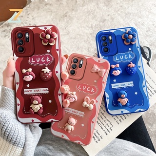 Zymello เคส OPPO A55 A78 A17A57 2022 4G A77 5G A15 A16 A7 A5 A12 A5S A31 A54 A74 A76 A93 A94 A95 A96 F5 F7 F9 F11 F11 Pro เคสโทรศัพท์ซิลิโคนตุ๊กตาสาว 3D น่ารักและสวยงาม