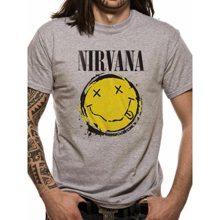 เสื้อยืดแขนสั้น พิมพ์ลาย Nirvana Smiley Splat สไตล์คลาสสิก สําหรับผู้ชาย ให้เป็นของขวัญวันเกิดสามารถปรับแต่งได้