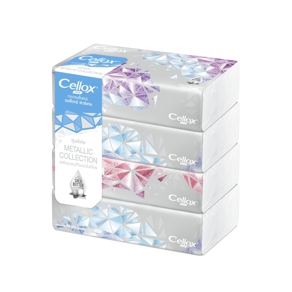 Cellox กระดาษทิชชู่ เซลล็อกซ์ พิวริฟาย 110 แผ่น แพ็ค 4