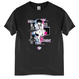 T-shirt  เสื้อยืด พิมพ์ลายมังงะ Glitch Serial Experiments Lain สไตล์ฮาราจูกุ สตรีท สีดํา สําหรับผู้ชายS-5XL