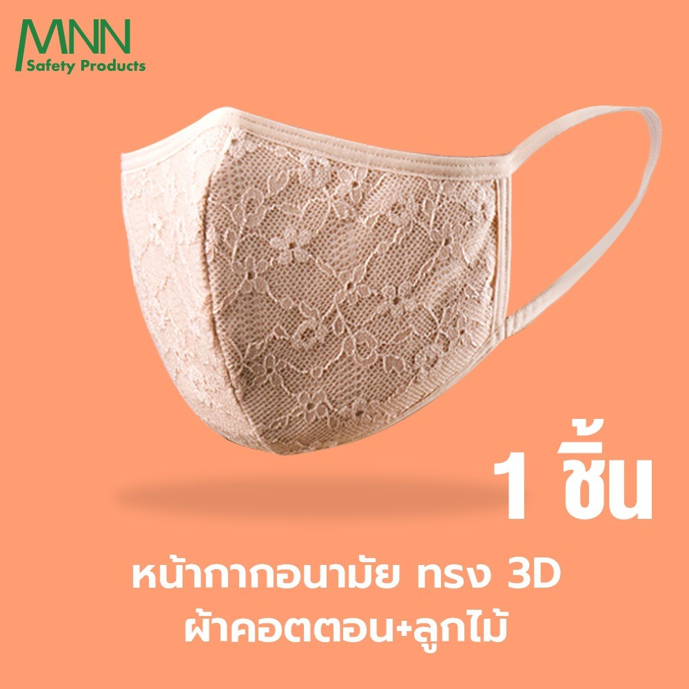 MNN หน้ากากอนามัย   SZ1003 แฟชั่น ลูกไม้  ***มีช่องใส่แผ่นกรองได้ ผ้าคอตตอน+ลูกไม้