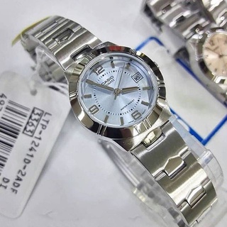 Casio Lady รุ่น LTP-1241D-2A นาฬิกาข้อมือผู้หญิง สายสแตนเลส หน้าปัดสีฟ้าสดใส - มั่นใจ ของแท้ 100% ประกันศูนย์ CMG 1ปี