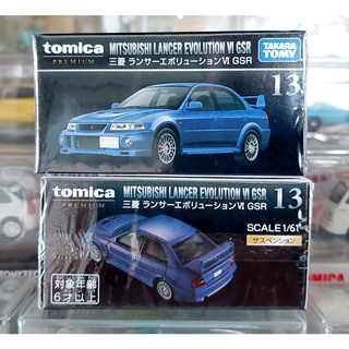 sh รถเหล็ก Tomica กล่องดำ 🔆 Premium No.13 Mitsubishi Lancer Evolution VI GSR blue 1/61 ใหม่ กล่องสวยในซีล จำนวน 1 กล่อง