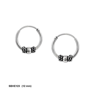 SILVER THAI        12 mm sterling silver bali silver hoop earrings  ต่างหูชนิดห่วงขนาด12mm