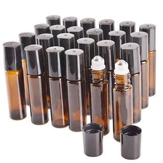 10ml Empty Amber Glass Bottle with Stainless Steel Metal Ball / Portable Perfume Container Glass Bottles Refillable Bottl