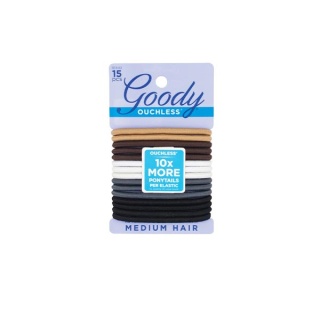 Goody ยางรัดผม4 มม. 15 ชิ้น (คละสี) 10942 Womens Ouchless Braided Elastics, Java Bean