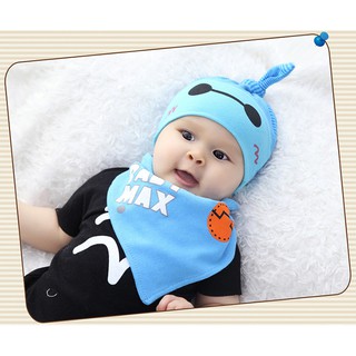 เซ็ตหมวกเด็กเล็กพร้อมผ้ากันเปื้อนลาย BABY MAX จาก dandy bebe