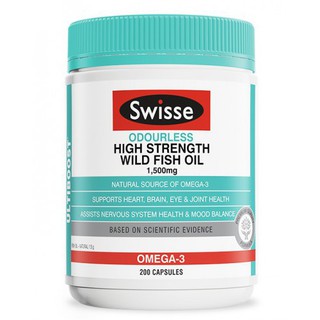 ส่งฟรี Swisse High Strength Wild Fish Oil 1,500mg 200 Capsules