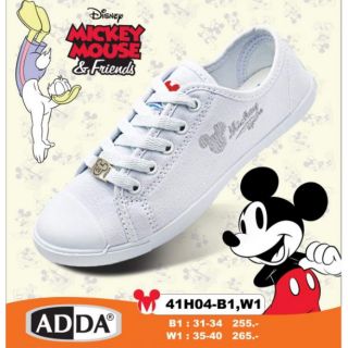 ADDA 41H04-41H17 รองเท้าผ้าใบนักเรียน​ ผูกเชือก​ ลายมิกกี้เมาส์​+สนูปปี้​  MICKEY MOUSE + SNOOPY