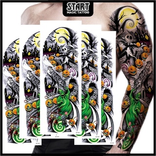 【Start Magic Tattoo】สติกเกอร์รอยสักชั่วคราว กันน้ํา ติดทนนาน 17 ซม. × 48 ซม. 2 สัปดาห์ 15 วัน 3040