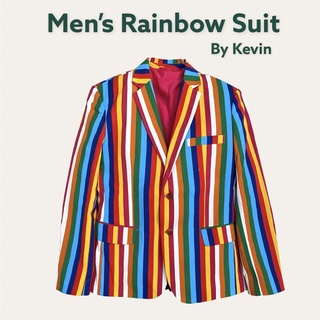 kevin เสื้อสูทแท้ผู้ชาย สีรุ้ง ลายทาง ลายริ้วMen’s Rainbow Suit