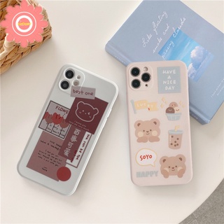 เคสโทรศัพท์มือถือลายหมีน่ารักสําหรับ Vivo Y15S Y20s G Y12A Y15A Y11s Y20A Y20G Y30G Y12 Y21 2021 Y33S Y21S Y17 Y15 Y11 Y50 Y30 Y30I Y20 Y20I Y20S Y31 2021 Y53 Y91C Y91 Y93 Y95 Y51 2020 Y12I Y12S