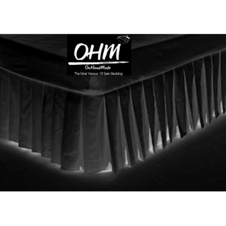 OHM Bed Skirt-กระโปรงเตียงแบบจีบรอบ ผ้าเครปซาติน 220 เส้น ขนาด 5 ฟุต (สีดำ)