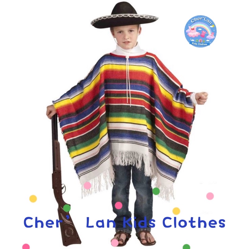 ชุดประจำชาติแม็กซิกัน เสื้อคลุมแม็กซิกัน mexican poncho ชุดคอสเพลย์พร้อมส่ง