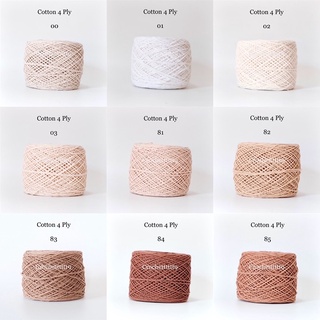 คอตตอน 4 ply ฝ้ายแท้ 100% (โทนสีขาว-ครีม-น้ำตาล-เทา-ดำ)