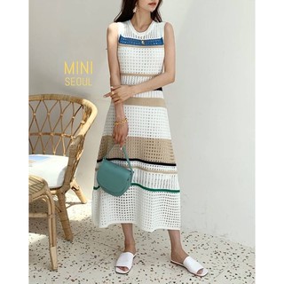 Knit dress เดรสผ้าไหมพรมถักสลับสี มาพร้อมซับในผ้าแบบเดียวกัน