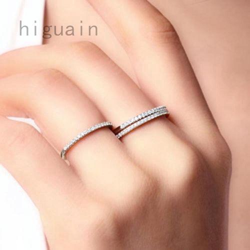 Stylish Chic Ring Band Tip Finger Stacking Micro Zircon Ring Good Personality