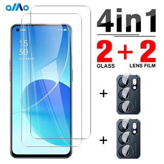 4In1 เคสกระจกนิรภัย 9D สําหรับ Oppo Reno7 Se 7 7 Pro Oppo Reno6 Lite 5G Reno6 Z 5G Reno6 5G Reno6 Pro 5กรัมเลนส์กล้อง