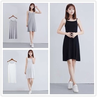 เดรสสายเดี่ยว ชุดนอนกระโปรง ชุดนอนกระโปรงยาว เนื้อผ้าใส่สบาย 3 ลาย 3 สี