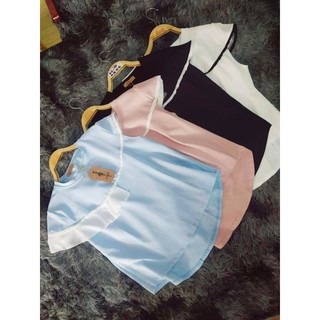 เสื้อยืดคอกลม แขนล้ำๆ แต่งระบายที่อก อก34-40ยาว24 ป้าย H&amp;J