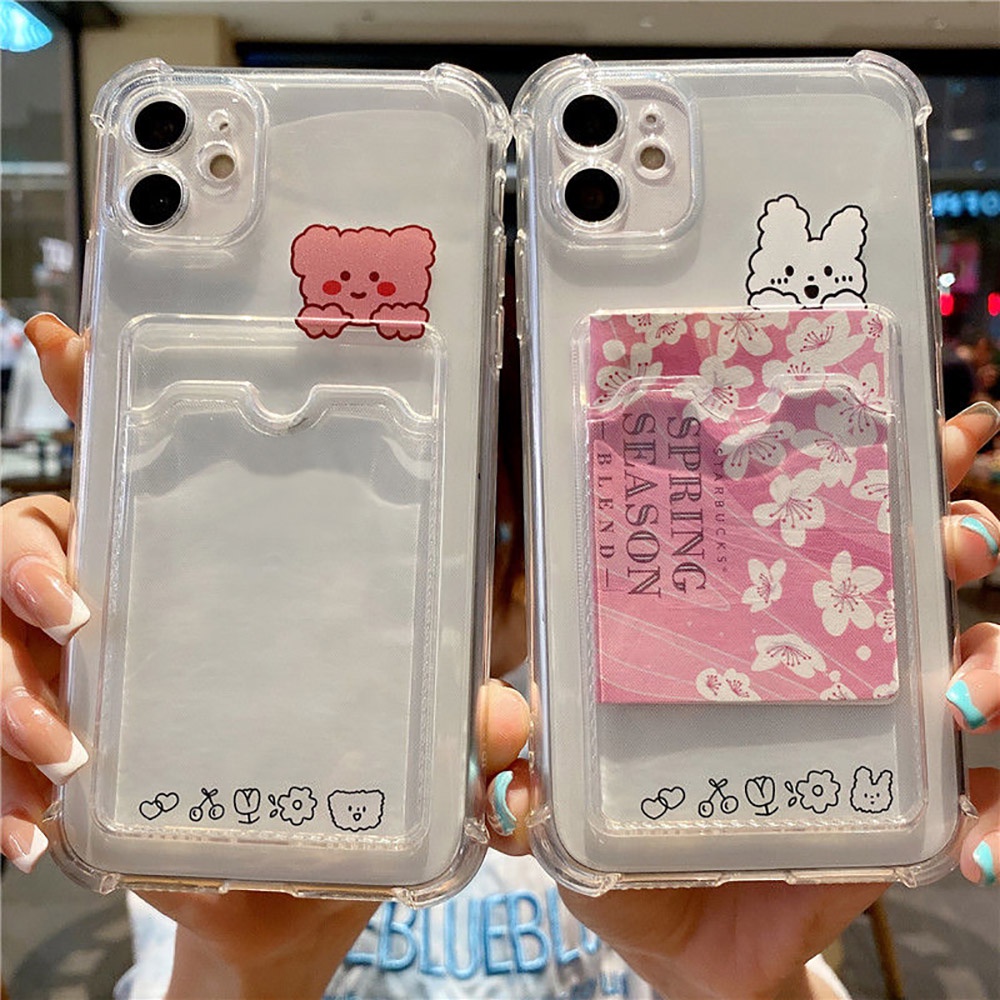 ซองใส่บัตรรูปถ่ายแบบใสสำหรับ for iPhone 15 14 13 12 11 Pro Max X Xr Xs Max 7 8 Plus SE 2020