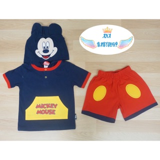 Disney ชุดเสื้อมีฮู้ด+กางเกงขาสั้นMickey Mouse🔥SALE🔥