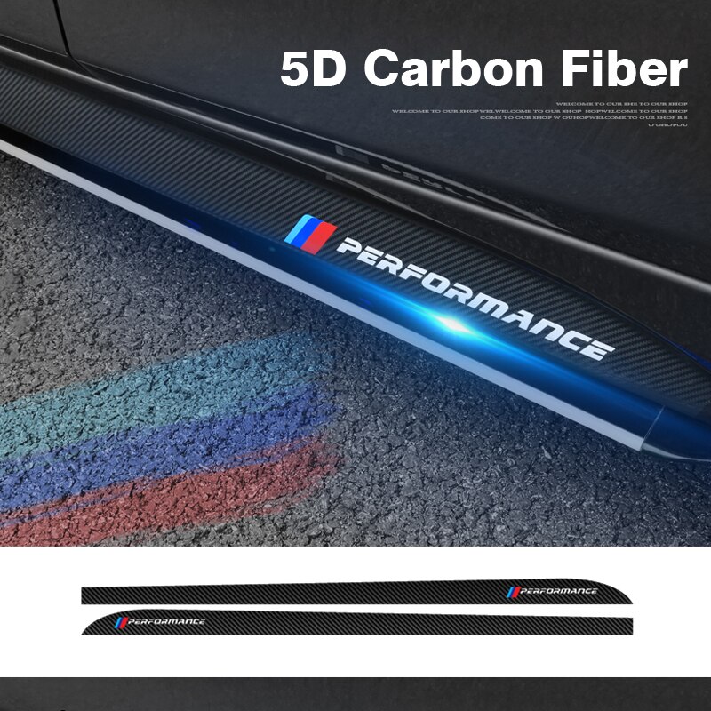 บีเอ็มดับเบิลยู 5D สติ๊กเกอร์คาร์บอนไฟเบอร์สำหรับติดตกแต่งรถยนต์ / 2Pcs Car Door Side Skirt Sill Stripe For BMW E46 E36 G20 E30 E39 E90 F30 F10 E60 E90