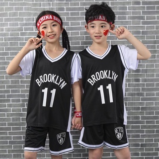 เสื้อกีฬาบาสเก็ตบอลแขนสั้น ลายทีม Brooklyn Nets No.11 Irving สําหรับเด็ก