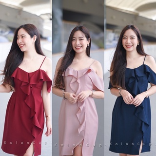 KolonCup KL3134 ชุดเดรสสายเดี่ยวเว้าไหล่ ชุดใส่ออกงาน 3 สี ชุดใส่ออกงานแฟชั่น