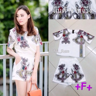 Set 2 ชิ้น เสื้อกางเกงสกรีนลายd&amp;gเนื้อผ้าและคุณภาพงานเนี๊ยบอย่าบอกครายเชียวน้า ทรงใส่ง่าย ใส่สบาย ที
