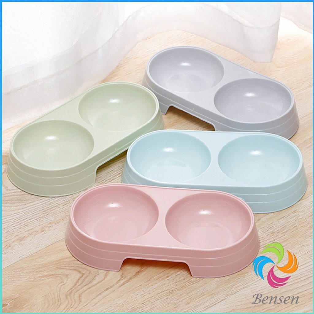 Bensen ชามข้าวแมว ชามข้าวหมา แบบ 2 หลุม 2 Size ชามใส่น้ำ และอาหาร Pet bowl