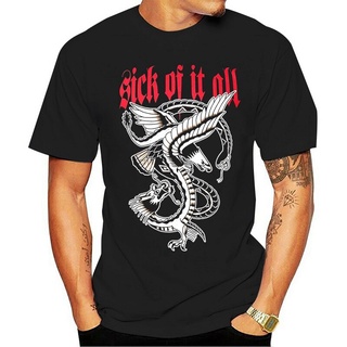 ฮิปฮอปแขนสั้นใหม่ เสื้อยืดคอกลม พิมพ์ลาย Sick Of It All Eagle Gbdnof46Kjjmkn49 สีดํา