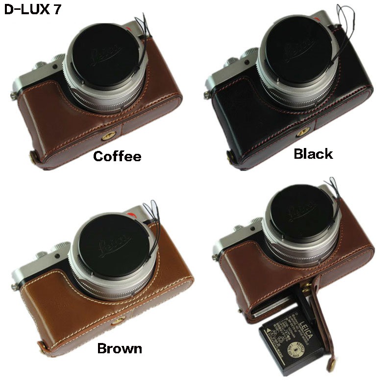 PU หนังครึ่งชุดกระเป๋ากล้องสําหรับ Leica D-LUX 7 D-LUX7 LUX-7 D7 ด้านล่าง Openin