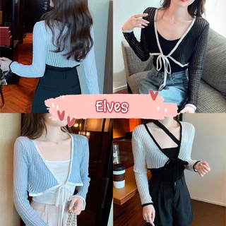 Elves✨พร้อมส่ง✨  เสื้อคลุมถักไหมพรม ผ้าบางใส่ซีทรูสุดเซ็กซี่ของมันต้องมี ~5763~