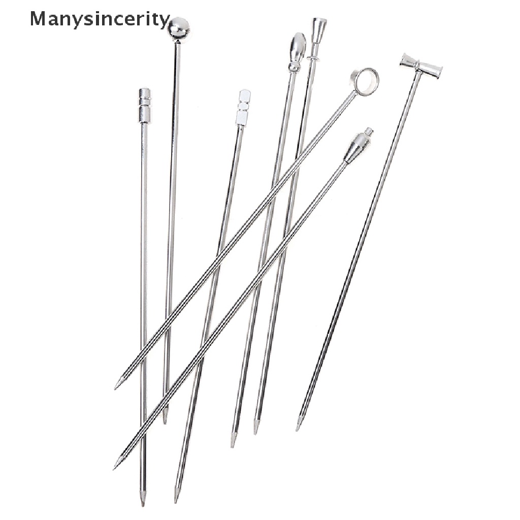 [Manysincerity] 4PCS Stainless Steel Cocktail Sticks Fruit Sticks